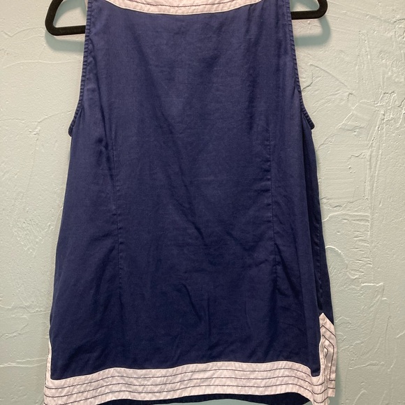Liz Claiborne-Large-Linen Tank- Blue & White - Picture 4 of 7